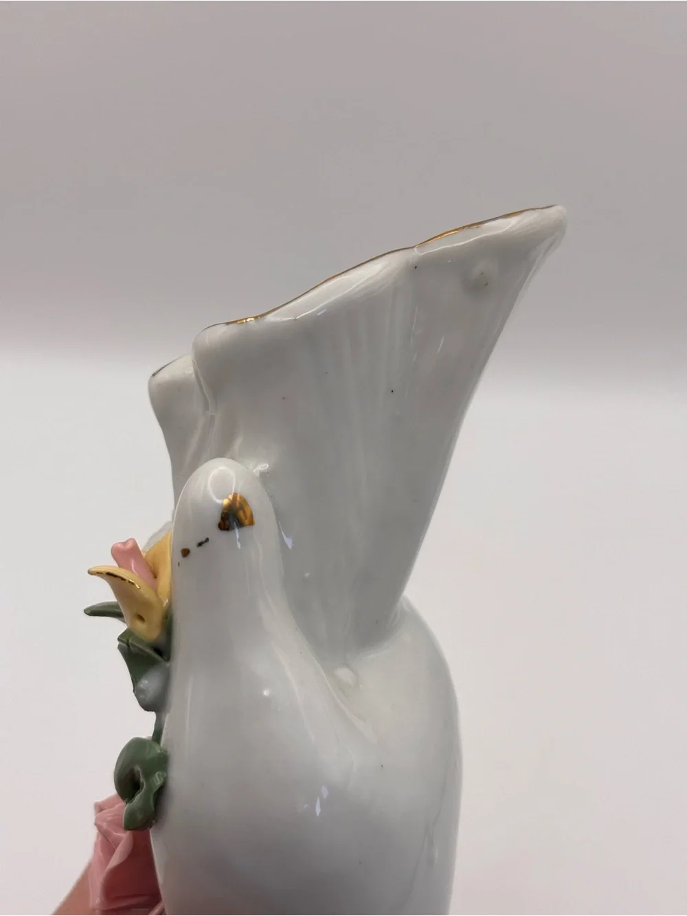 Vintage Ceramic Lady's Hand Holding Vase Figural Bud Vase, Pink Rose Decor